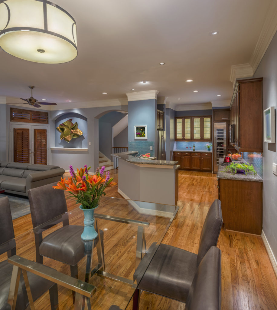 Houston,USA,Dining table in modern kitchen and living room